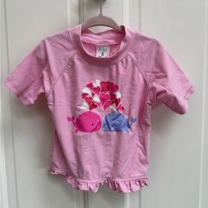 NWOT Kiko and Max L 2T Girls Pink Whale Rashguard Short Sleeve Bathing suit Top